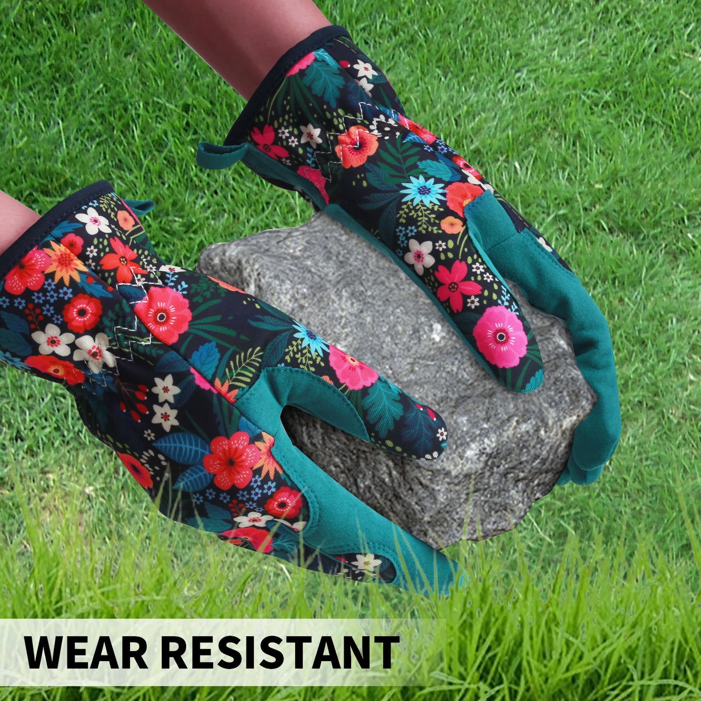 Flower Power - Breathable leather Garden Gloves with Grips