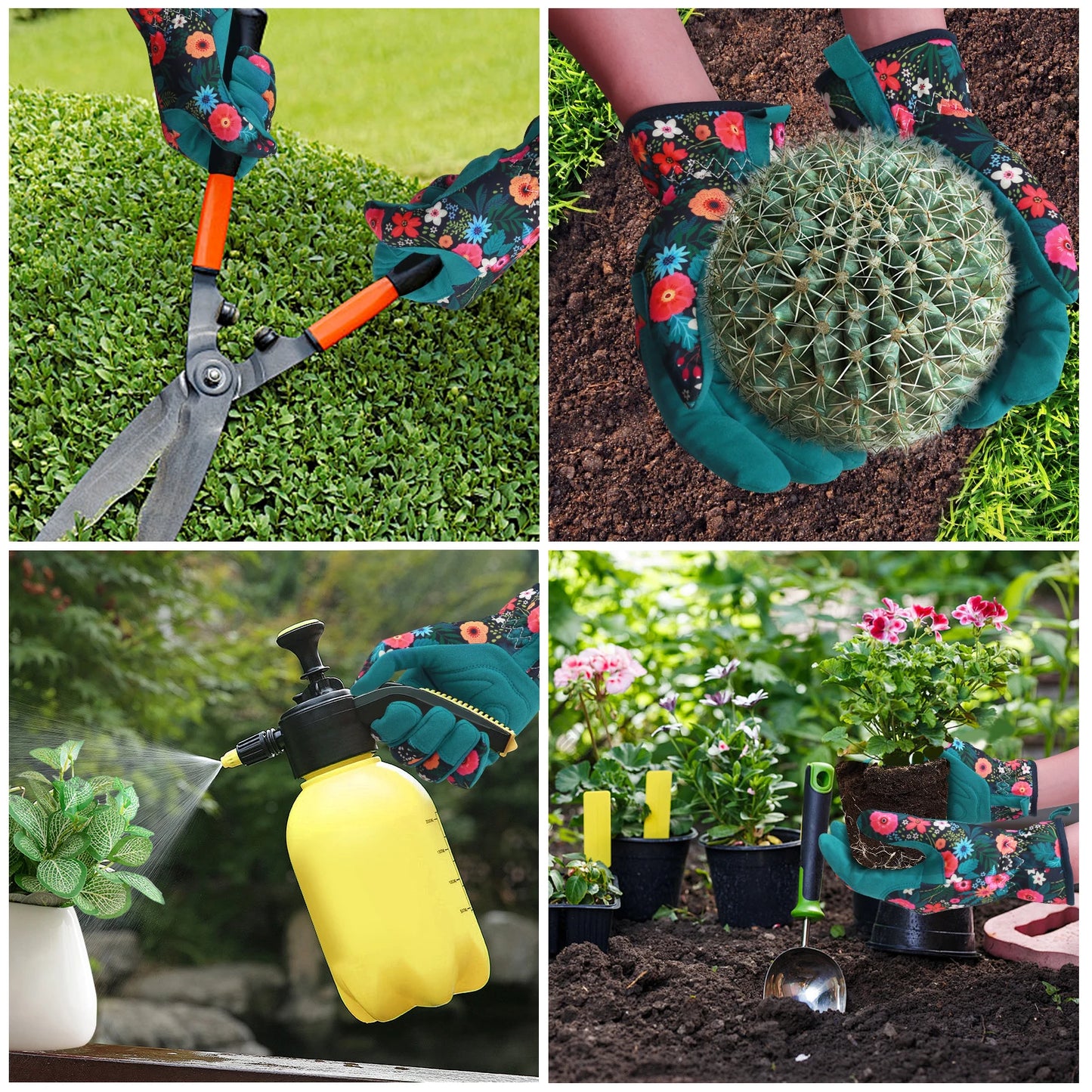 Flower Power - Breathable leather Garden Gloves with Grips