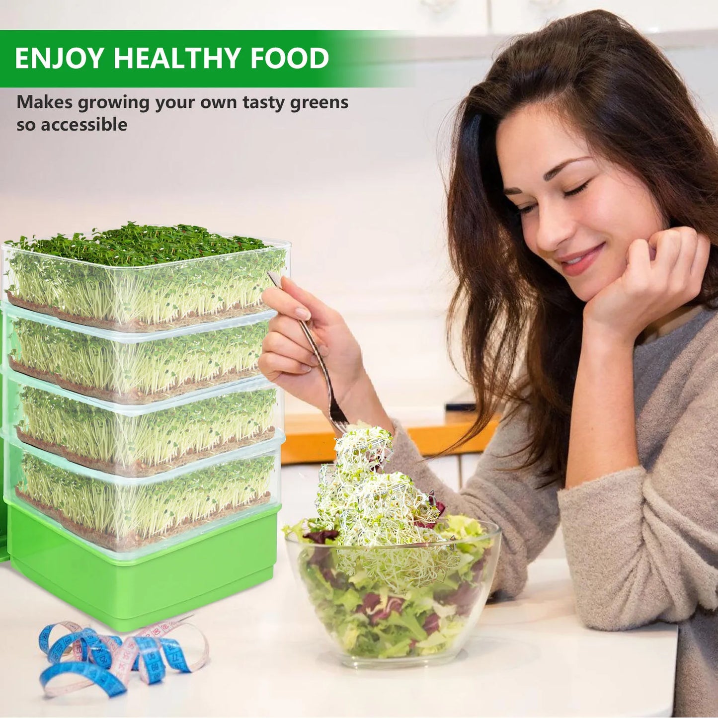Seed Sprouting Kits Versatile Sprouts Grower Indoor Gardening Plant Germination Trays for Broccoli Alfalfa Seeds Wheat