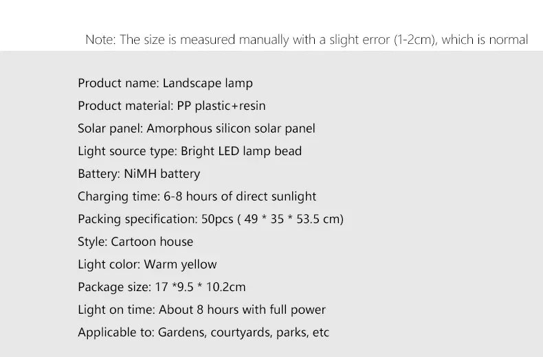 Solar Powered Fairy House Lawn Lamp