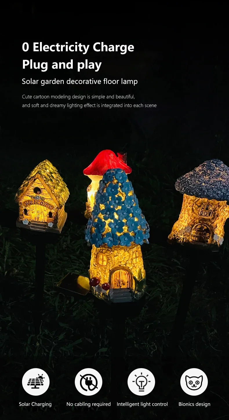 Solar Powered Fairy House Lawn Lamp