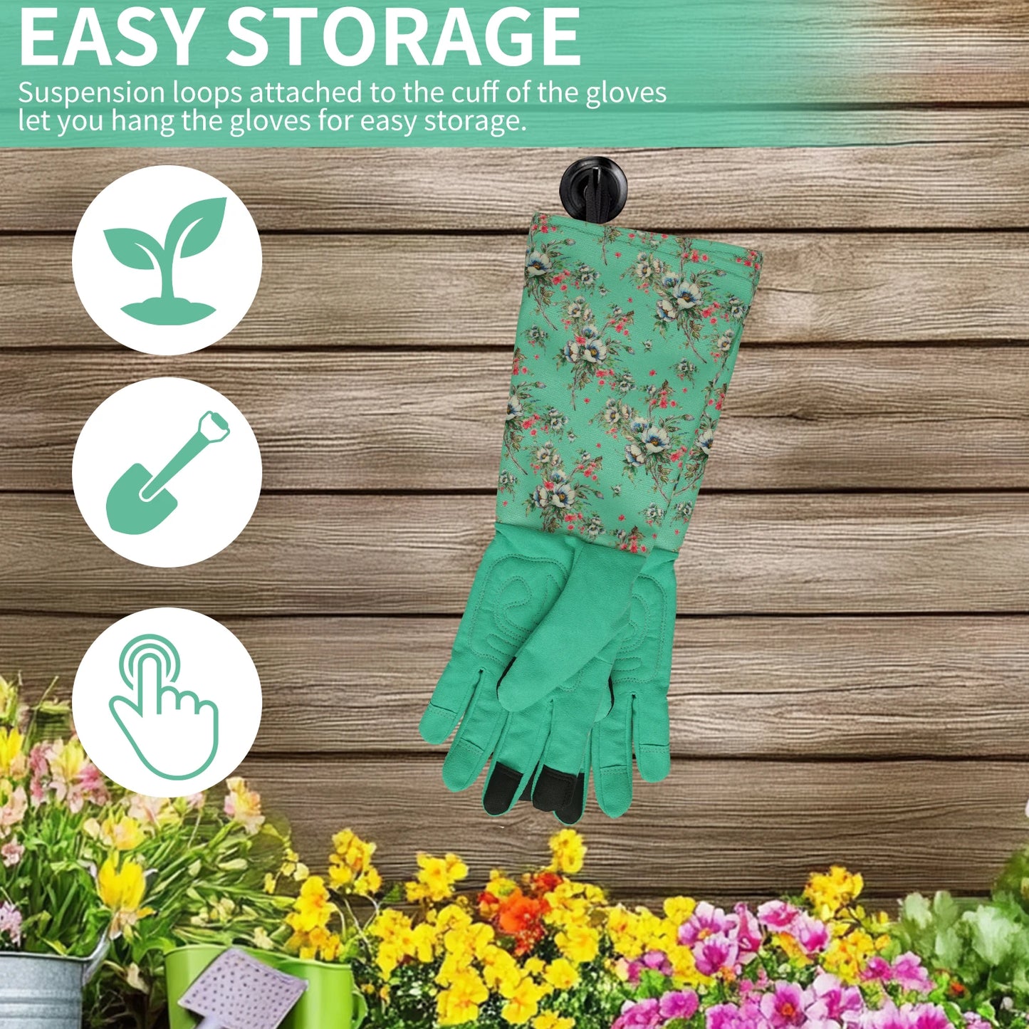 Flower Power - Breathable leather Garden Gloves with Grips