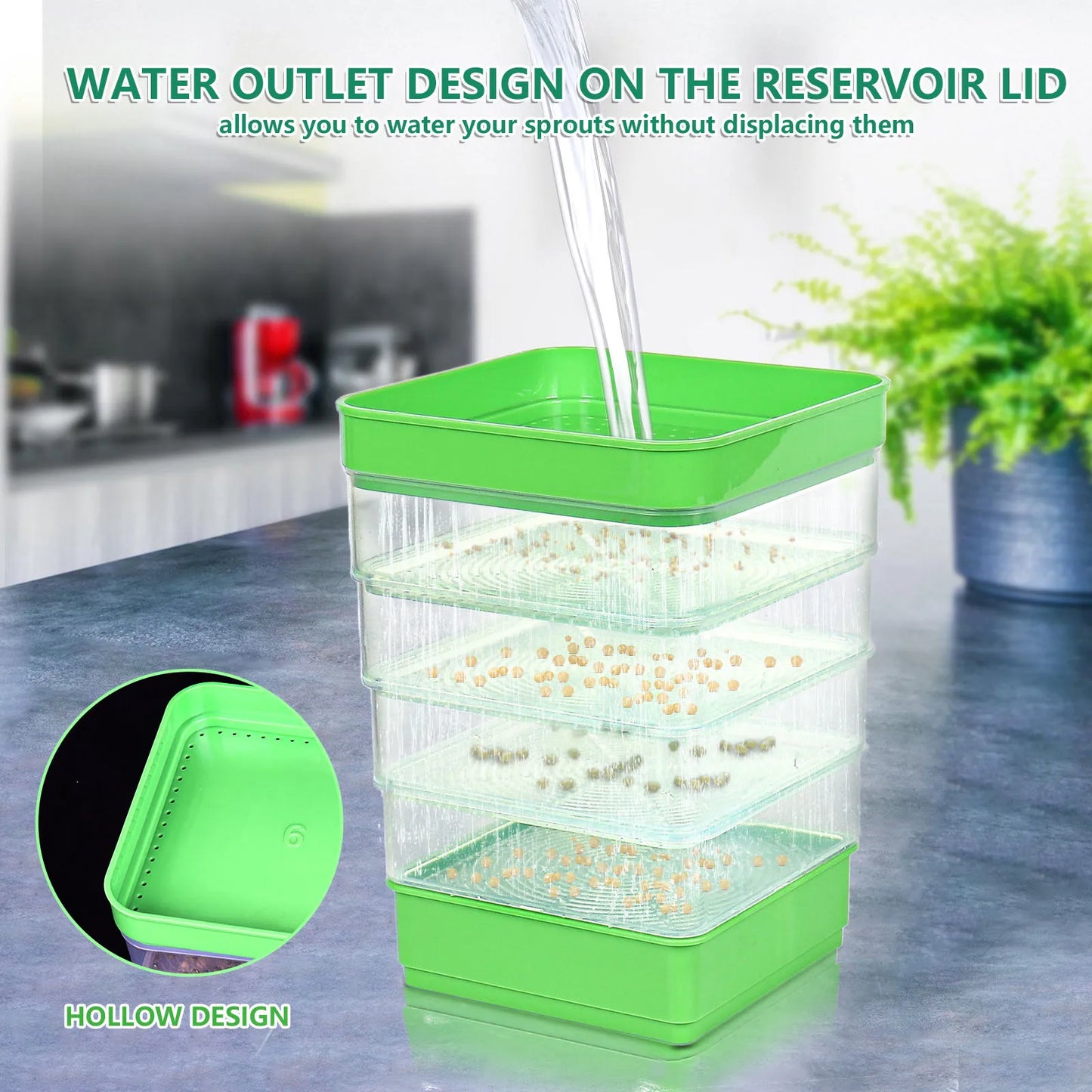 Seed Sprouting Kits Versatile Sprouts Grower Indoor Gardening Plant Germination Trays for Broccoli Alfalfa Seeds Wheat