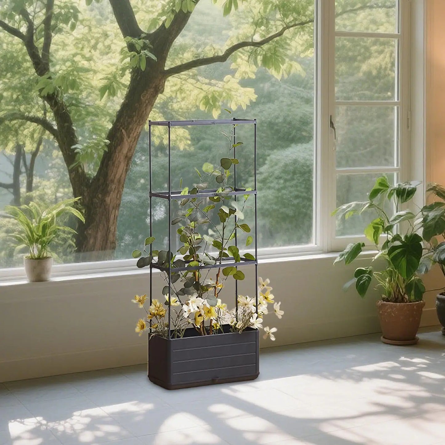Vertical Gardening Planter Box with Climbing Trellis