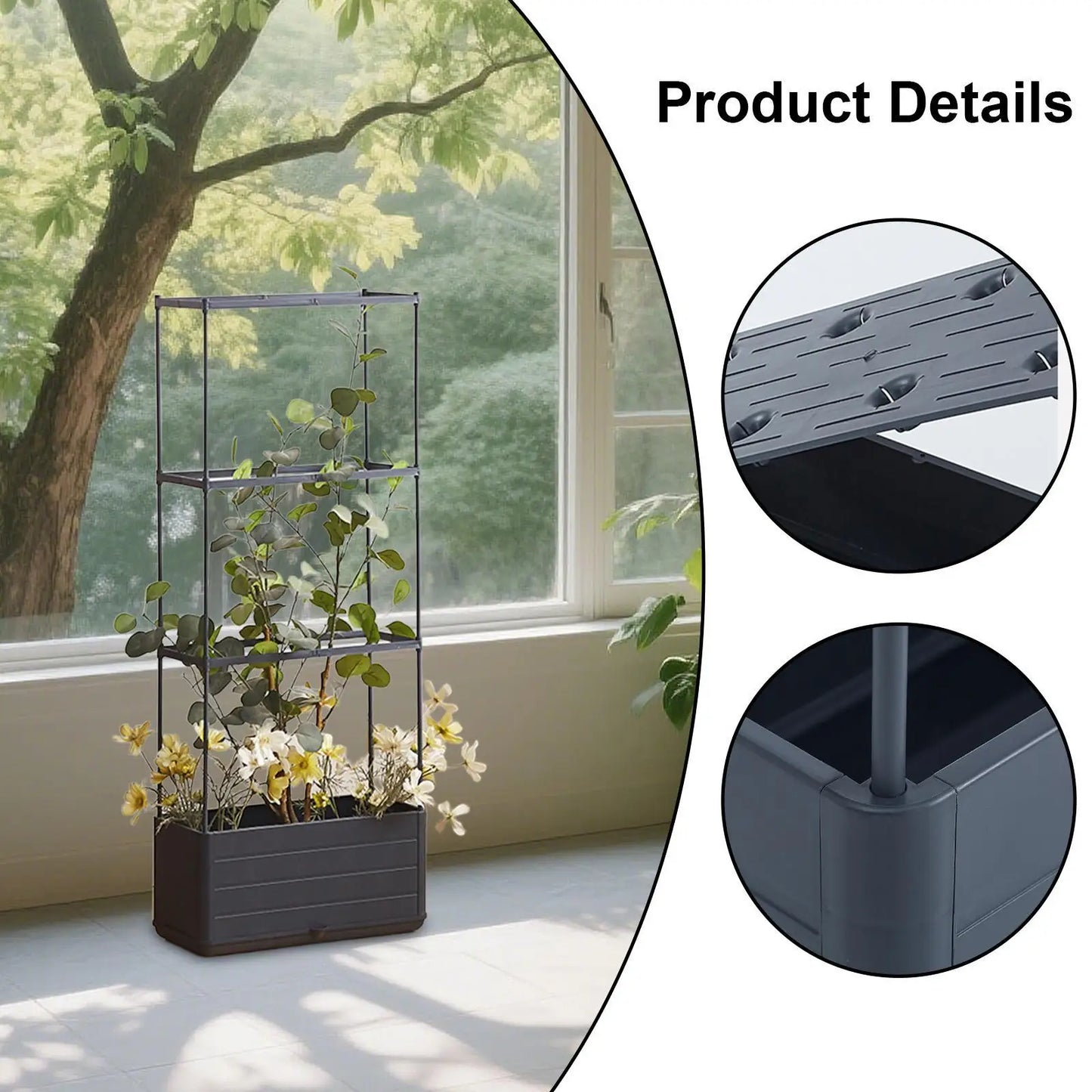 Vertical Gardening Planter Box with Climbing Trellis