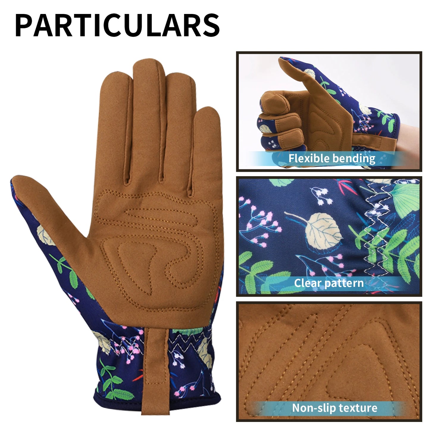 Flower Power - Breathable leather Garden Gloves with Grips