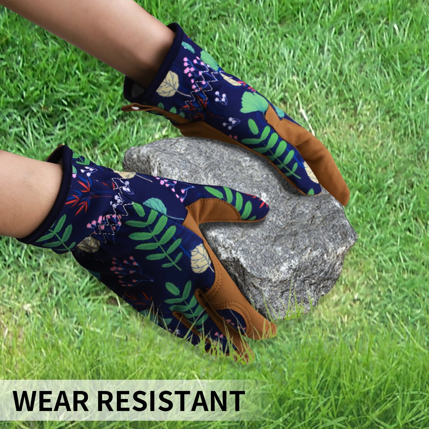 Flower Power - Breathable leather Garden Gloves with Grips