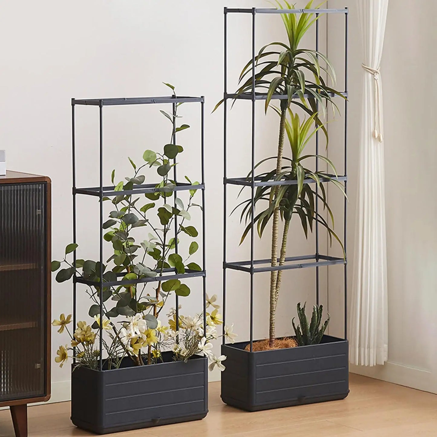 Vertical Gardening Planter Box with Climbing Trellis
