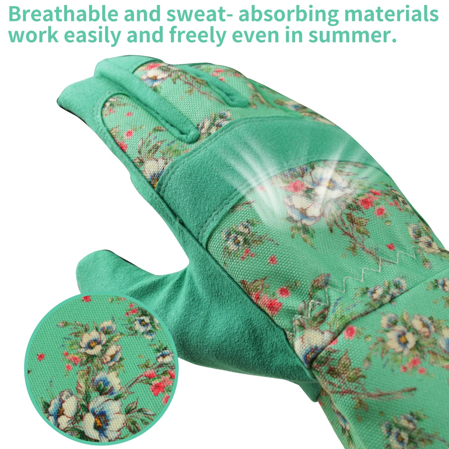Flower Power - Breathable leather Garden Gloves with Grips