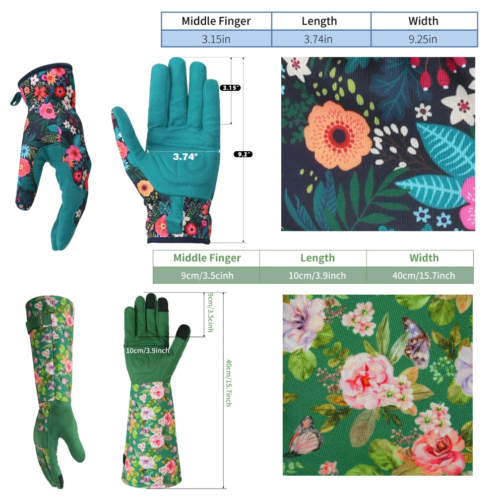 Flower Power - Breathable leather Garden Gloves with Grips