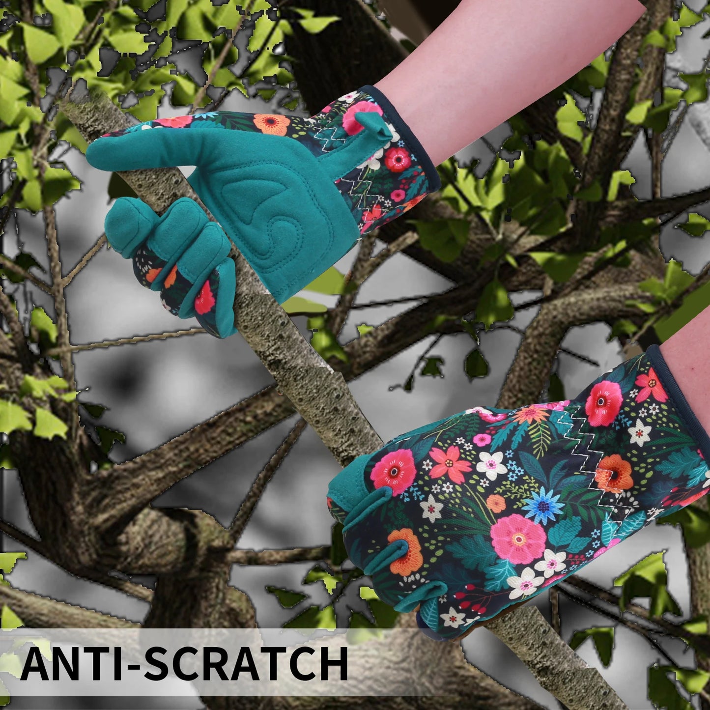 Flower Power - Breathable leather Garden Gloves with Grips