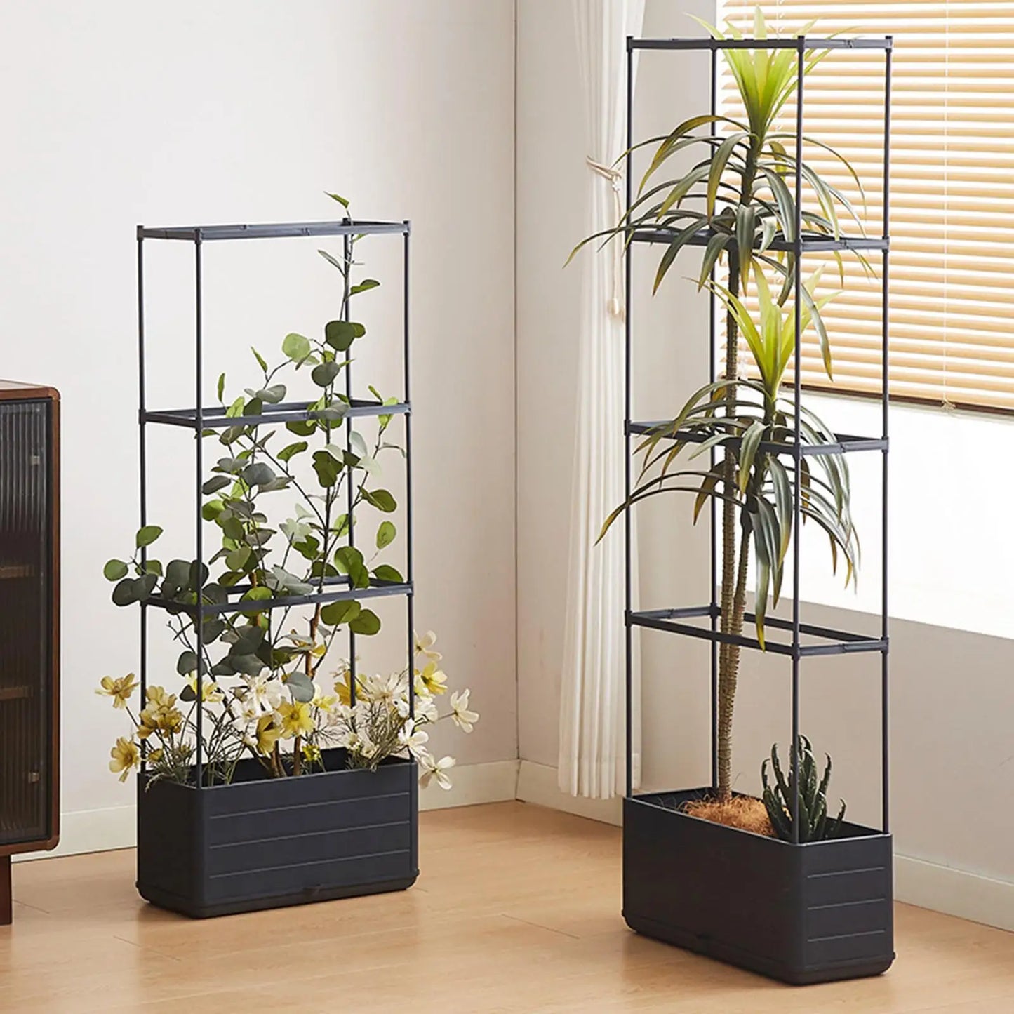 Vertical Gardening Planter Box with Climbing Trellis