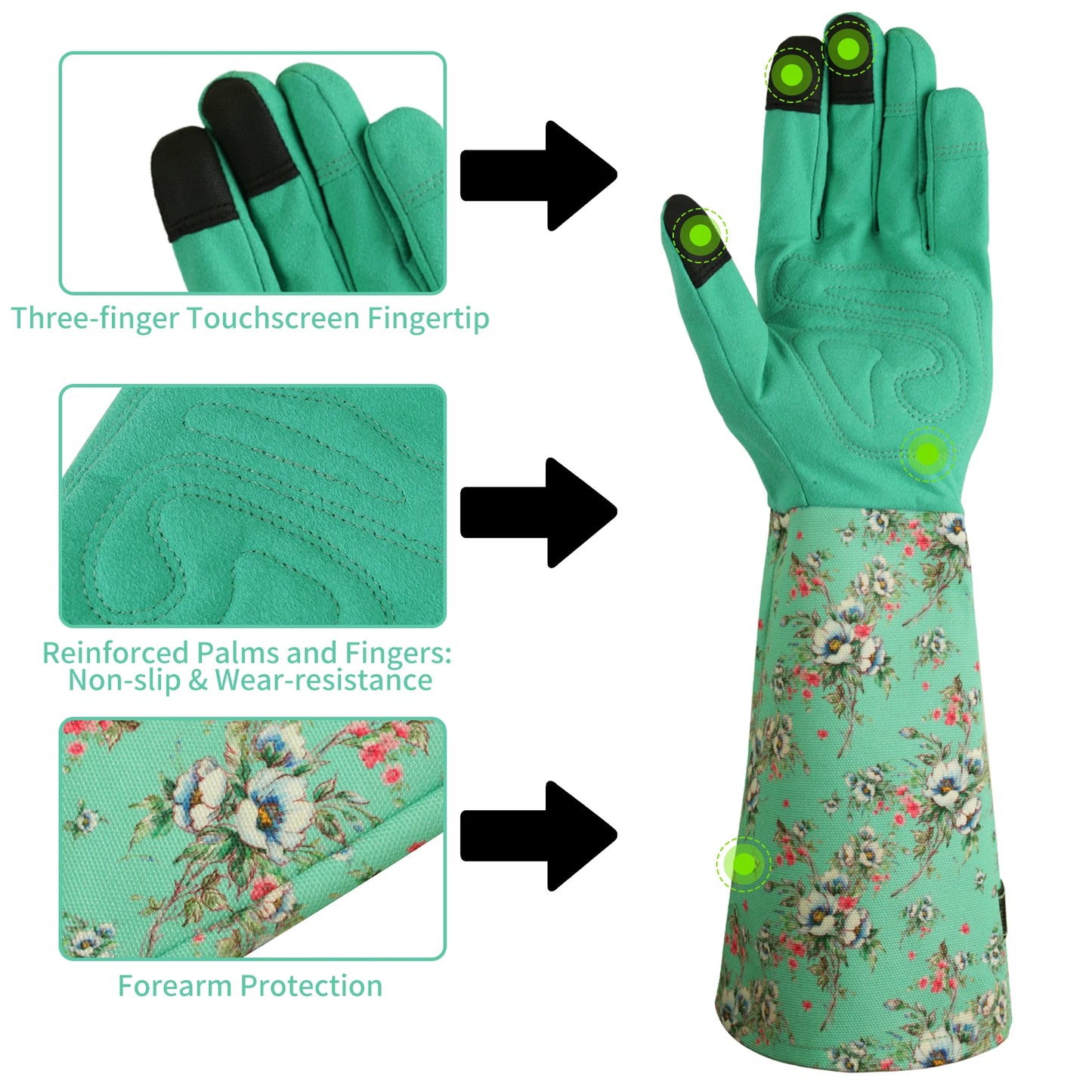 Flower Power - Breathable leather Garden Gloves with Grips